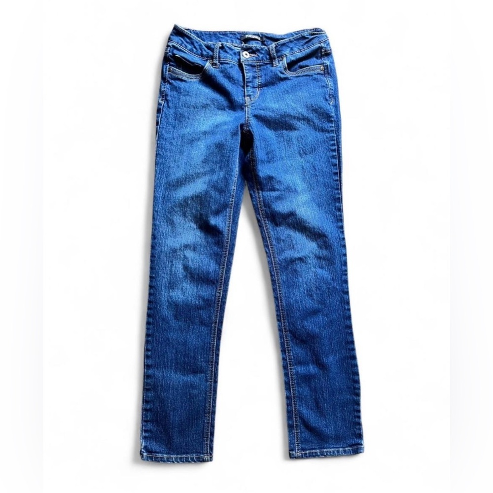 Roz and Ali Y2K Retro Womens Classic Blue Denim Jeans Low-Rise Bootcut